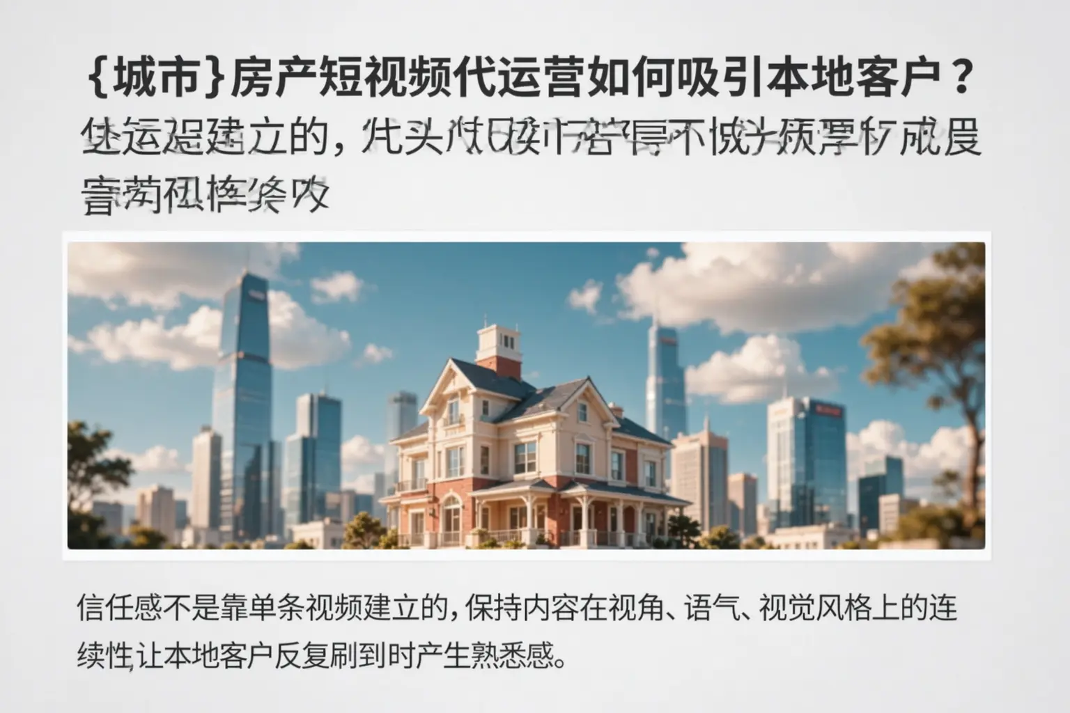 澄迈房产短视频代运营如何吸引本地客户？