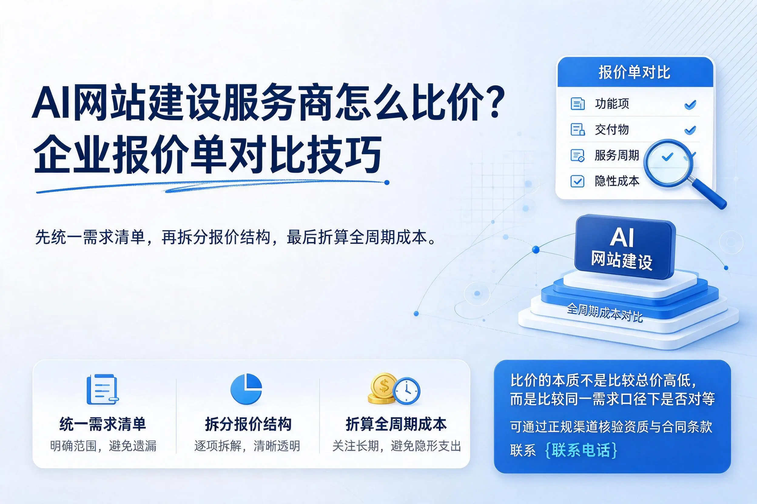 AI网站建设服务商怎么比价？澄迈企业报价单对比技巧