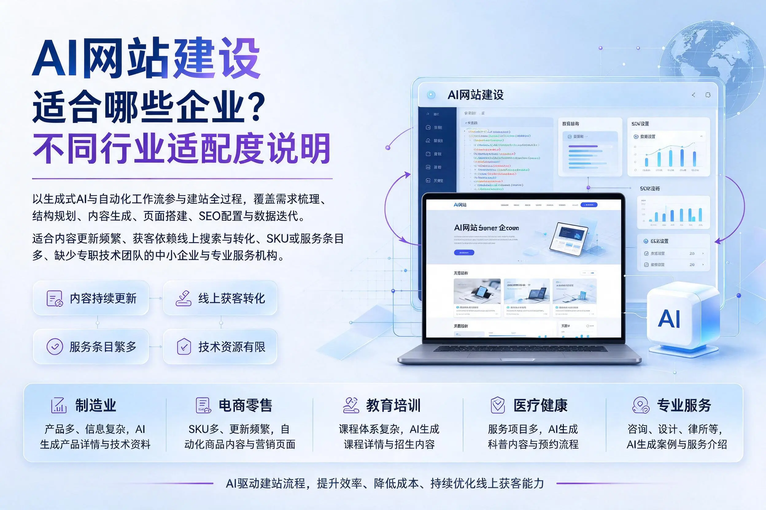 AI网站建设适合哪些企业？澄迈不同行业适配度说明